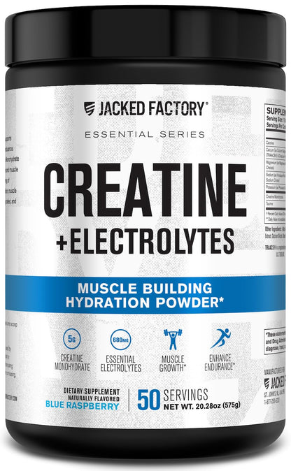 Jacked Factory Creatine + Glutamine - Creatine Supplement with L-Glutamine for Muscle Recovery, Muscle Growth, Increased Strength, Enhanced Energy Output, and Gut Health - 30 Servings, Unflavored
