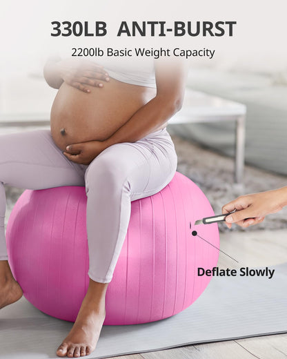 Trideer Yoga Ball for Exercise, Pregnancy & Birthing, 5 Sizes Exercise Ball for Physical Therapy, Stability, Fitness, Quick Pump Included