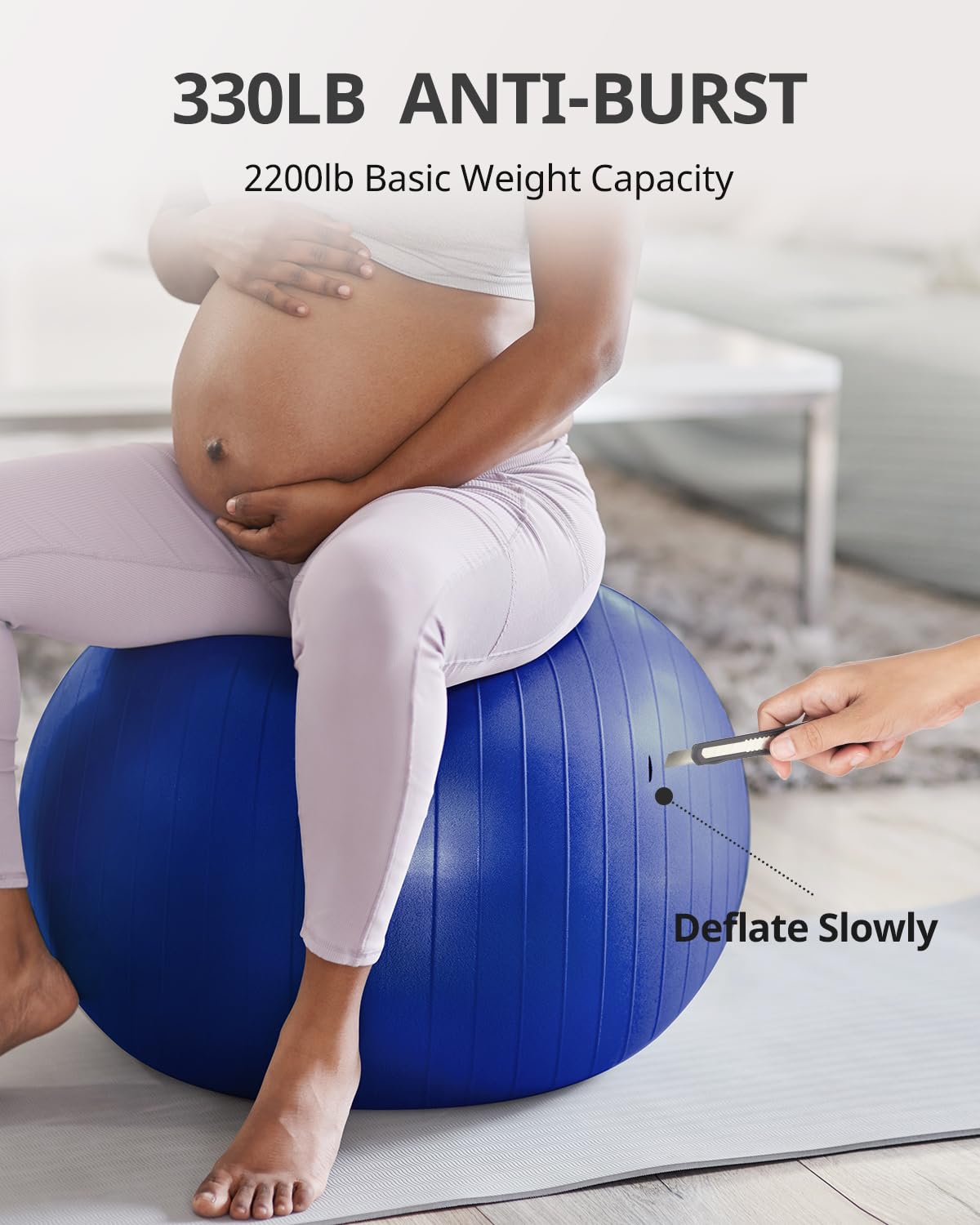 Trideer Yoga Ball for Exercise, Pregnancy & Birthing, 5 Sizes Exercise Ball for Physical Therapy, Stability, Fitness, Quick Pump Included