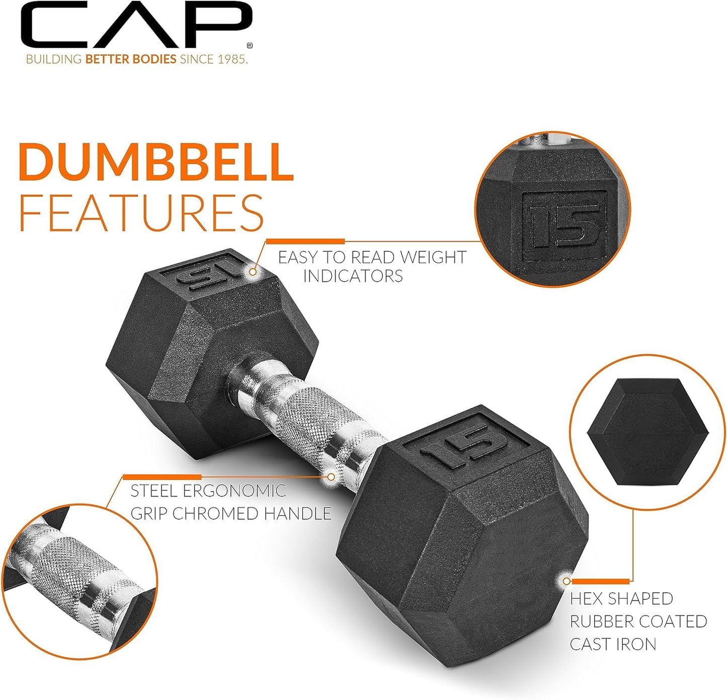 CAP Barbell 150 LB Coated Hex Dumbbell Weight Set with Vertical Rack, Black