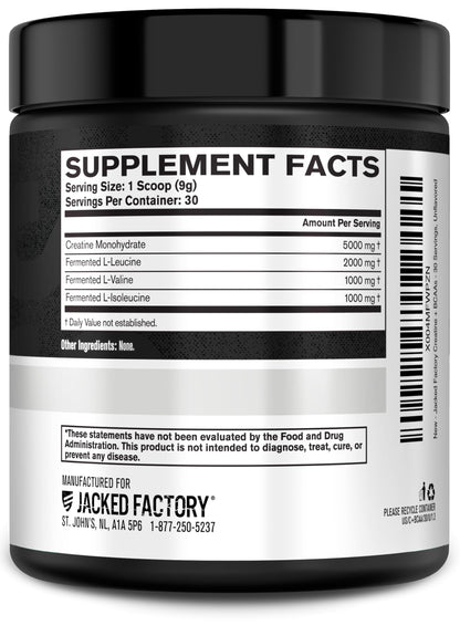 Jacked Factory Creatine + Glutamine - Creatine Supplement with L-Glutamine for Muscle Recovery, Muscle Growth, Increased Strength, Enhanced Energy Output, and Gut Health - 30 Servings, Unflavored