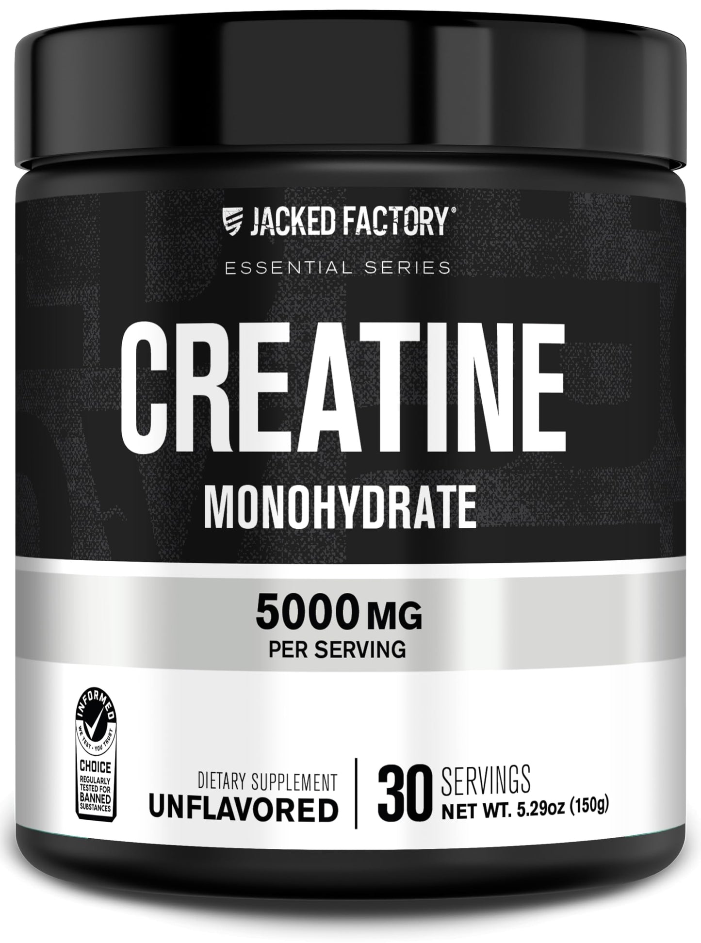 Jacked Factory Creatine + Glutamine - Creatine Supplement with L-Glutamine for Muscle Recovery, Muscle Growth, Increased Strength, Enhanced Energy Output, and Gut Health - 30 Servings, Unflavored