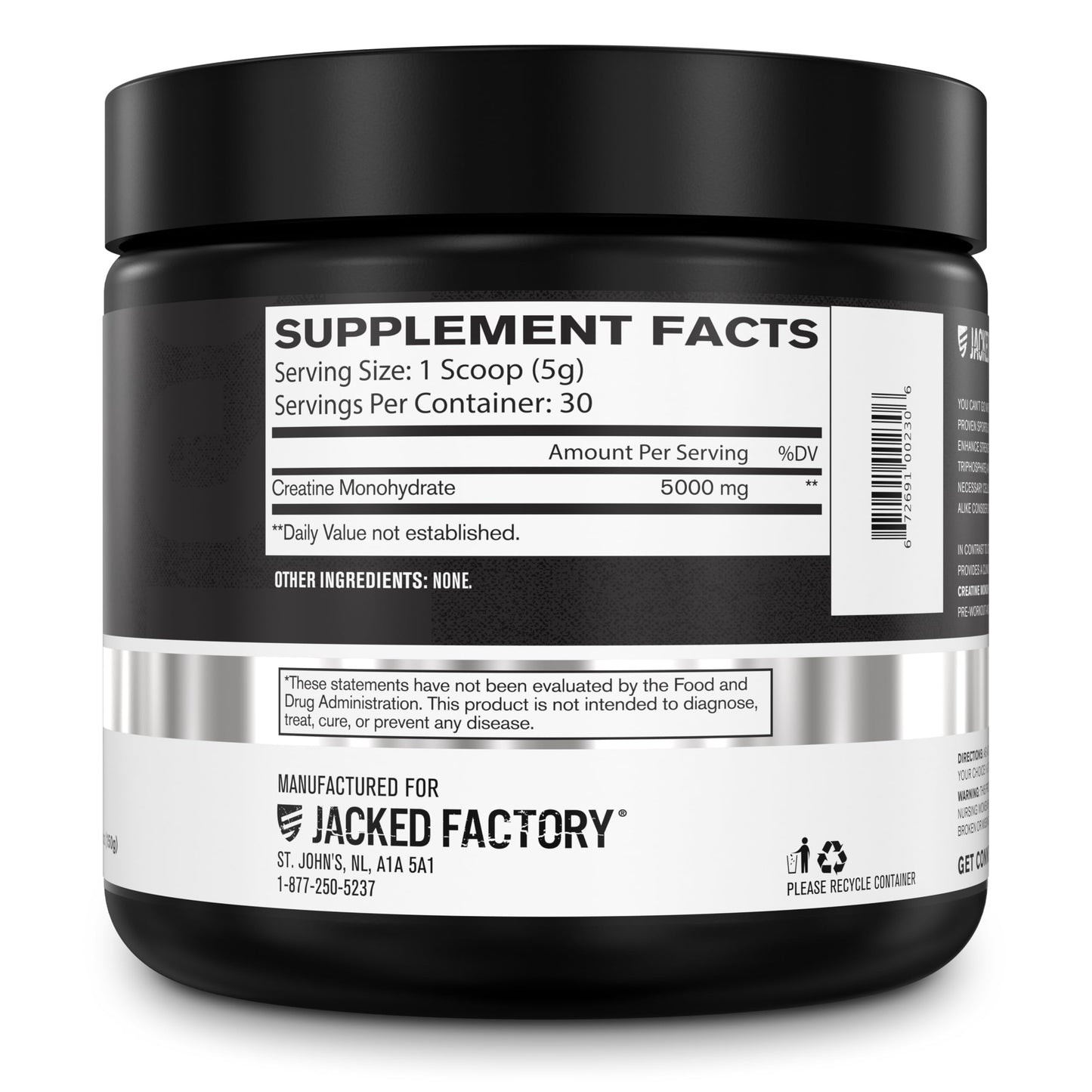 Jacked Factory Creatine + Glutamine - Creatine Supplement with L-Glutamine for Muscle Recovery, Muscle Growth, Increased Strength, Enhanced Energy Output, and Gut Health - 30 Servings, Unflavored