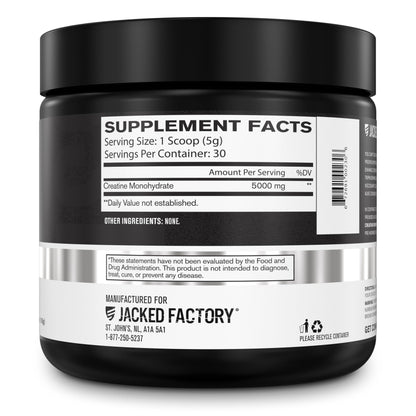 Jacked Factory Creatine + Glutamine - Creatine Supplement with L-Glutamine for Muscle Recovery, Muscle Growth, Increased Strength, Enhanced Energy Output, and Gut Health - 30 Servings, Unflavored