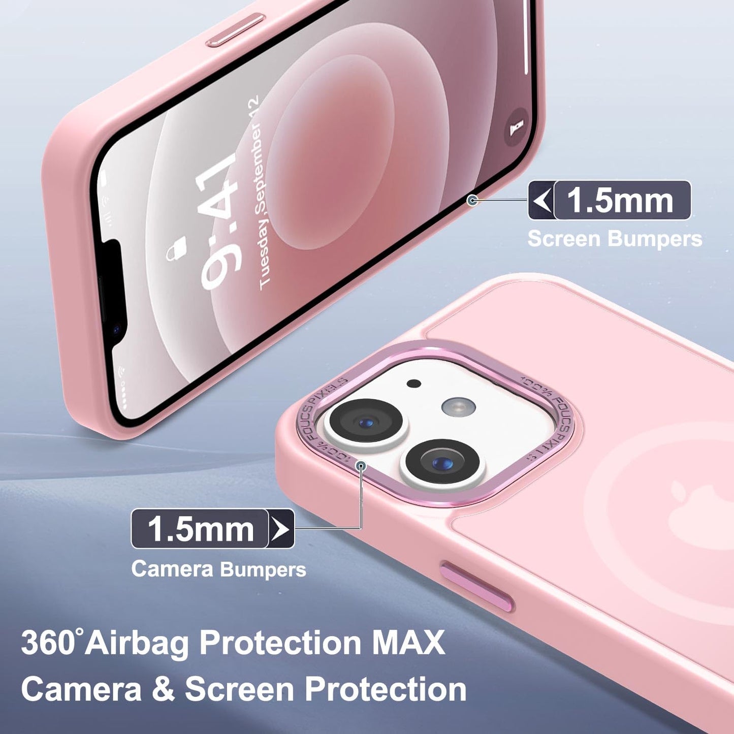 Newfuture Designed for iPhone 13 Case & iPhone 14 Case with Magnetic [13 FT Military Drop Protection] [Compatible with Magsafe] Slim Translucent Shockproof with Anti-Fingerprint Phone Case, Black