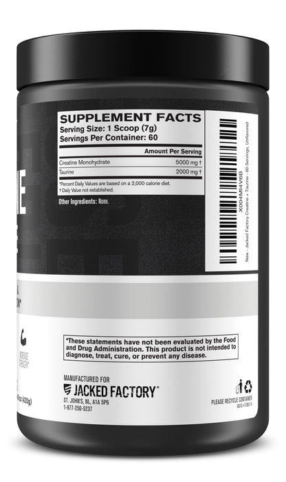 Jacked Factory Creatine + Glutamine - Creatine Supplement with L-Glutamine for Muscle Recovery, Muscle Growth, Increased Strength, Enhanced Energy Output, and Gut Health - 30 Servings, Unflavored