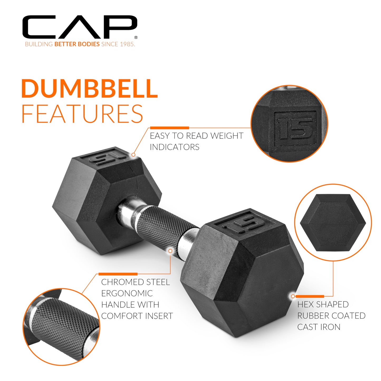 CAP Barbell 150 LB Coated Hex Dumbbell Weight Set with Vertical Rack, Black