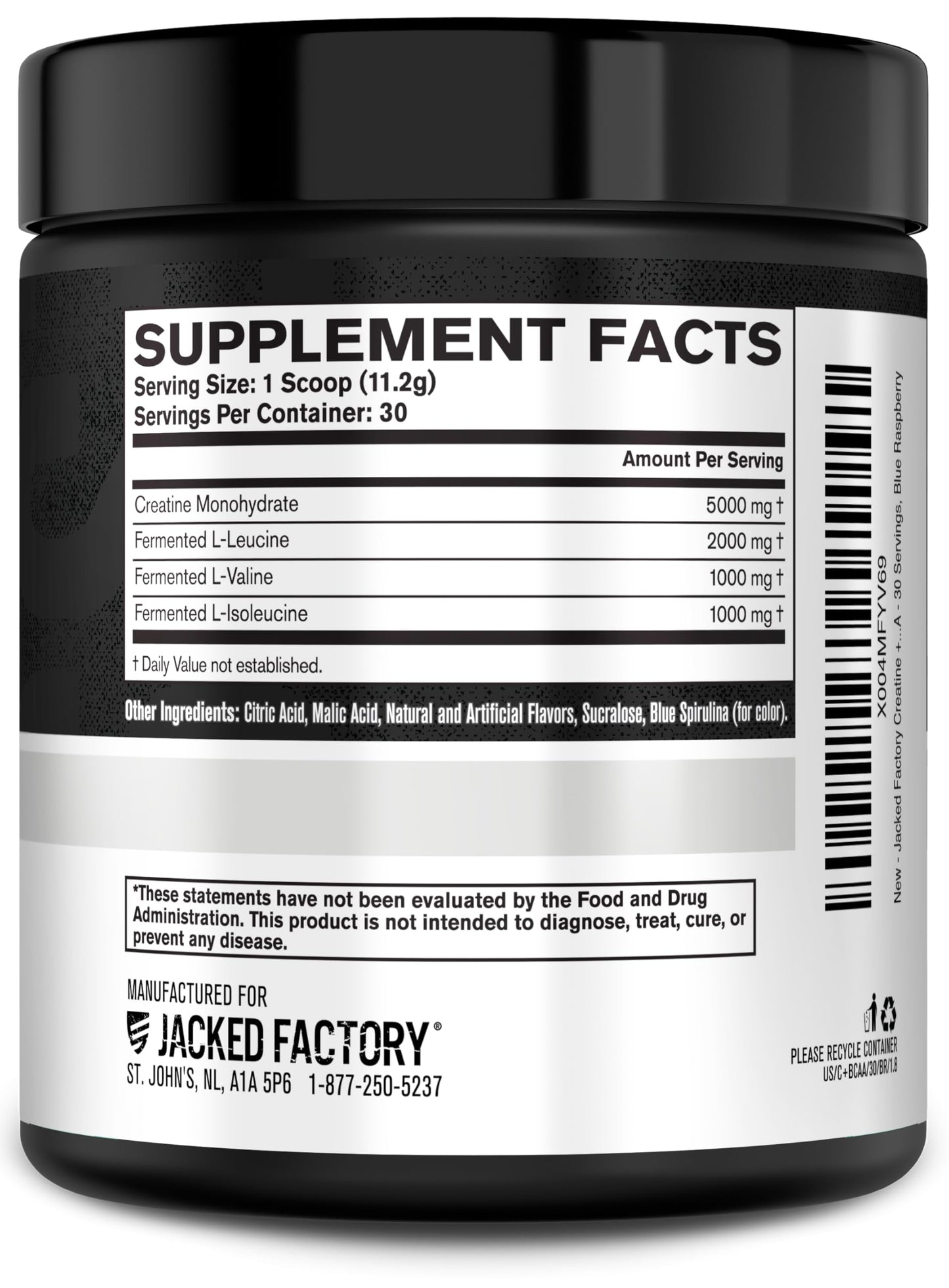 Jacked Factory Creatine + Glutamine - Creatine Supplement with L-Glutamine for Muscle Recovery, Muscle Growth, Increased Strength, Enhanced Energy Output, and Gut Health - 30 Servings, Unflavored