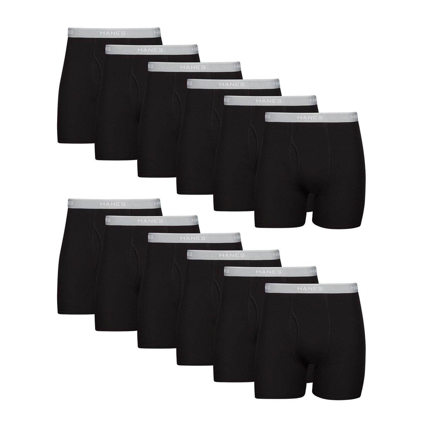 Hanes Men's Boxer Soft Breathable Cotton ComfortFlex Waistband, Multipack Brief Underwear, 6 Pack - Black/Gray, Large