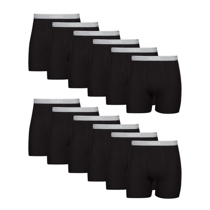Hanes Men's Boxer Soft Breathable Cotton ComfortFlex Waistband, Multipack Brief Underwear, 6 Pack - Black/Gray, Large