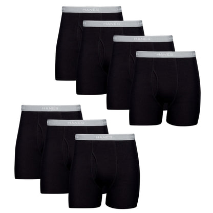 Hanes Men's Boxer Soft Breathable Cotton ComfortFlex Waistband, Multipack Brief Underwear, 6 Pack - Black/Gray, Large