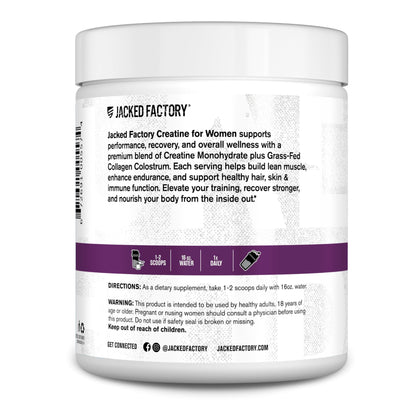 Jacked Factory Creatine + Glutamine - Creatine Supplement with L-Glutamine for Muscle Recovery, Muscle Growth, Increased Strength, Enhanced Energy Output, and Gut Health - 30 Servings, Unflavored