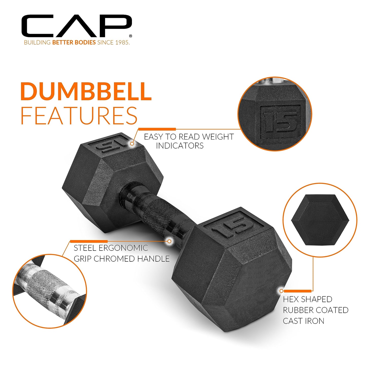 CAP Barbell 150 LB Coated Hex Dumbbell Weight Set with Vertical Rack, Black