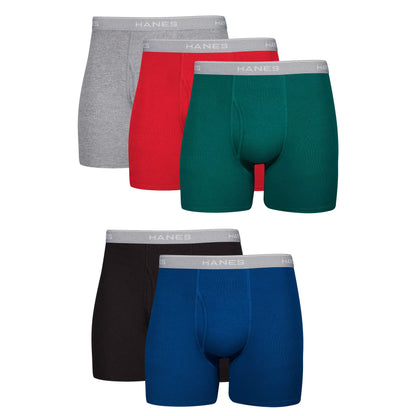 Hanes Men's Boxer Soft Breathable Cotton ComfortFlex Waistband, Multipack Brief Underwear, 6 Pack - Black/Gray, Large