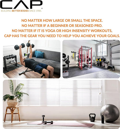 CAP Barbell 150 LB Coated Hex Dumbbell Weight Set with Vertical Rack, Black
