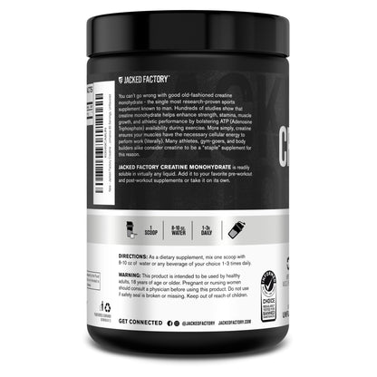 Jacked Factory Creatine + Glutamine - Creatine Supplement with L-Glutamine for Muscle Recovery, Muscle Growth, Increased Strength, Enhanced Energy Output, and Gut Health - 30 Servings, Unflavored