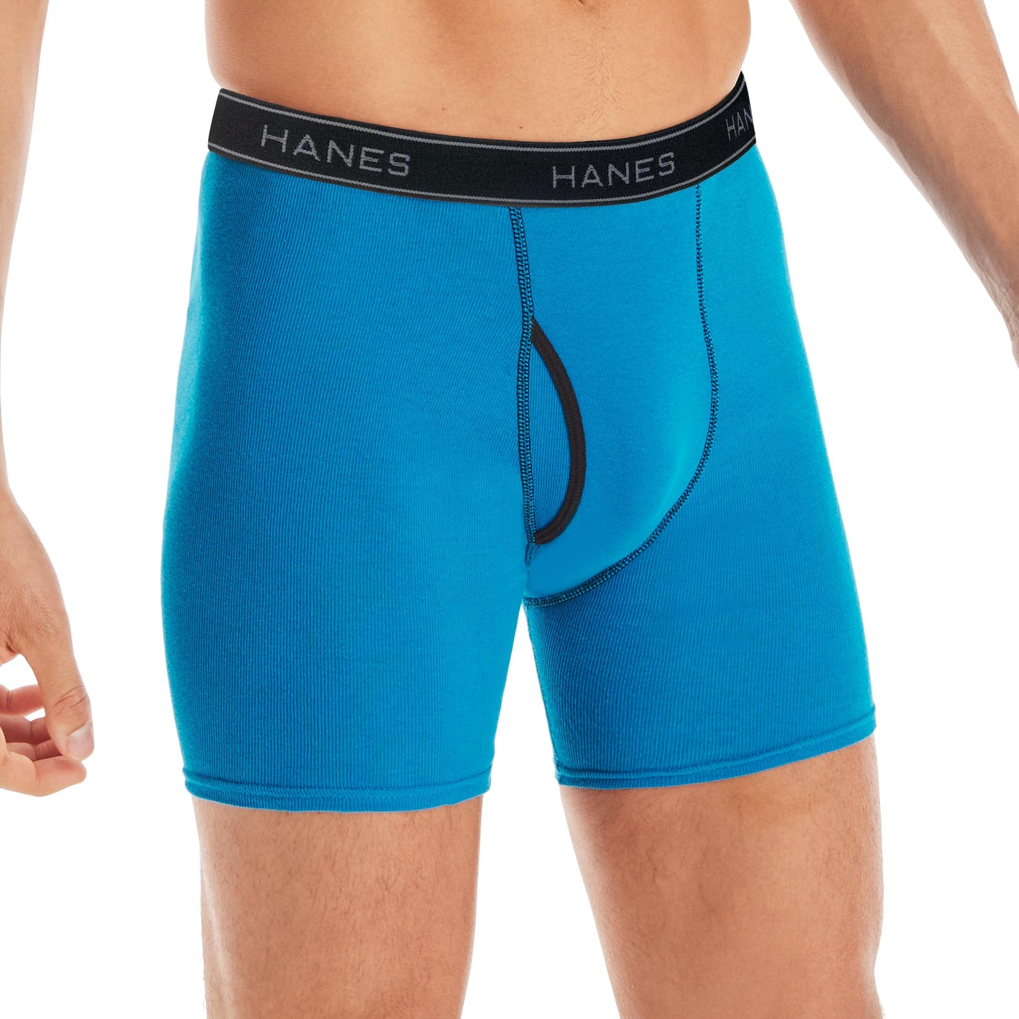 Hanes Men's Boxer Soft Breathable Cotton ComfortFlex Waistband, Multipack Brief Underwear, 6 Pack - Black/Gray, Large