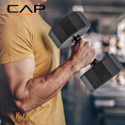 CAP Barbell 150 LB Coated Hex Dumbbell Weight Set with Vertical Rack, Black