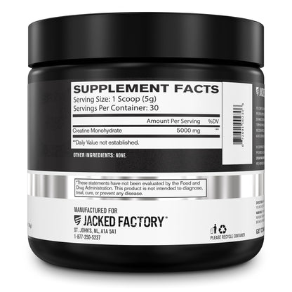Jacked Factory Creatine + Glutamine - Creatine Supplement with L-Glutamine for Muscle Recovery, Muscle Growth, Increased Strength, Enhanced Energy Output, and Gut Health - 30 Servings, Unflavored