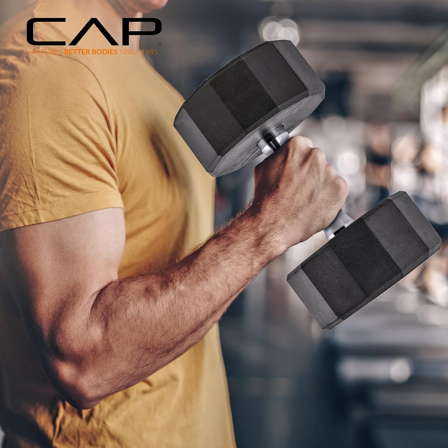 CAP Barbell 150 LB Coated Hex Dumbbell Weight Set with Vertical Rack, Black