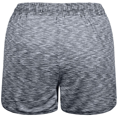 BLEVONH Women Yoga Running Shorts 2 in 1 Workout Athletic Shorts with Pockets Black Grey XL