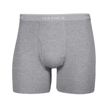 Hanes Men's Boxer Soft Breathable Cotton ComfortFlex Waistband, Multipack Brief Underwear, 6 Pack - Black/Gray, Large